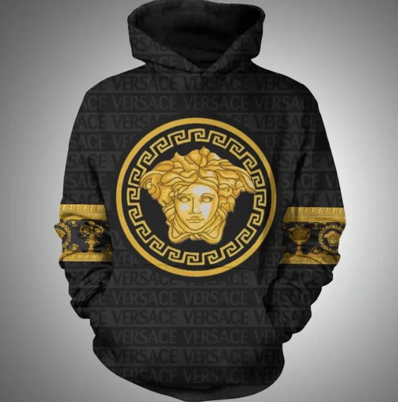 Gianni versace gold black unisex hoodie for men women luxury brand clothing clothes outfit Hoodie 3D
