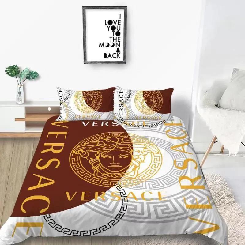Gianni versace logo type 1105 Bedding Sets luxury ideas home decor premium fashion brand bedclothes blankets bed linen sheets duvet bedspread covers hyperbeast Bedroom