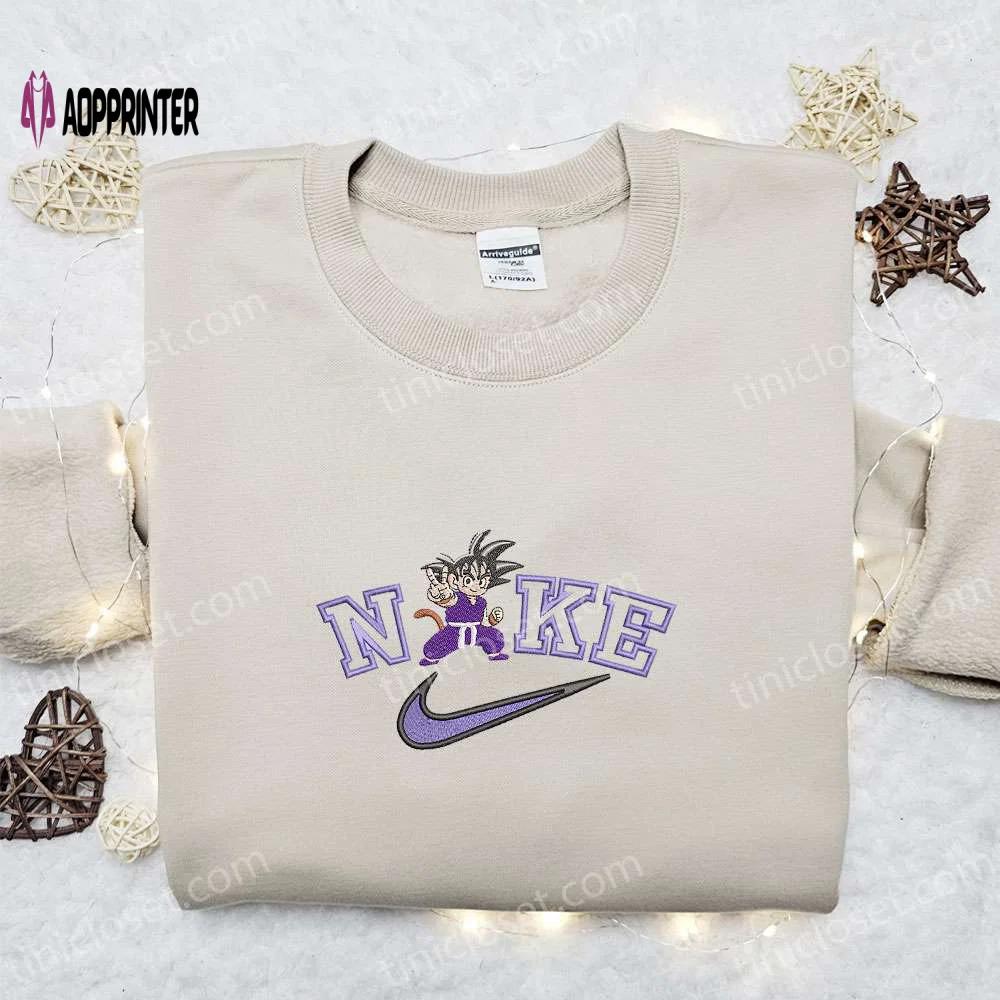 Goku kid x nike anime embroidered shirt – dragon ball inspired nike shirt Embroidered Shirt