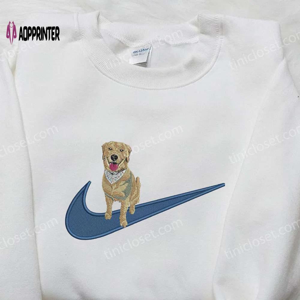 Golden retriever x nike embroidered shirt – animal & custom nike tee Embroidered Shirt