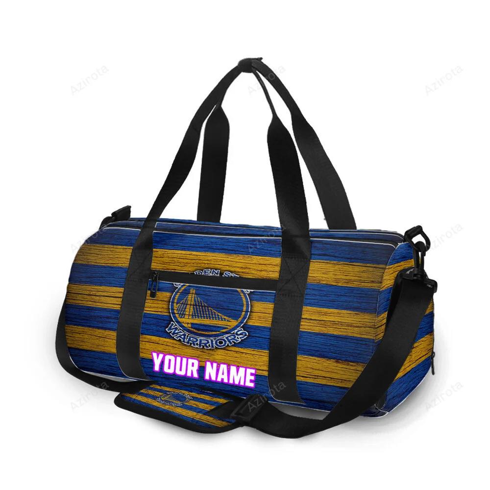 Golden state warriors emblem texture wood personalized name travel bag gym bag 176 Travel Bag