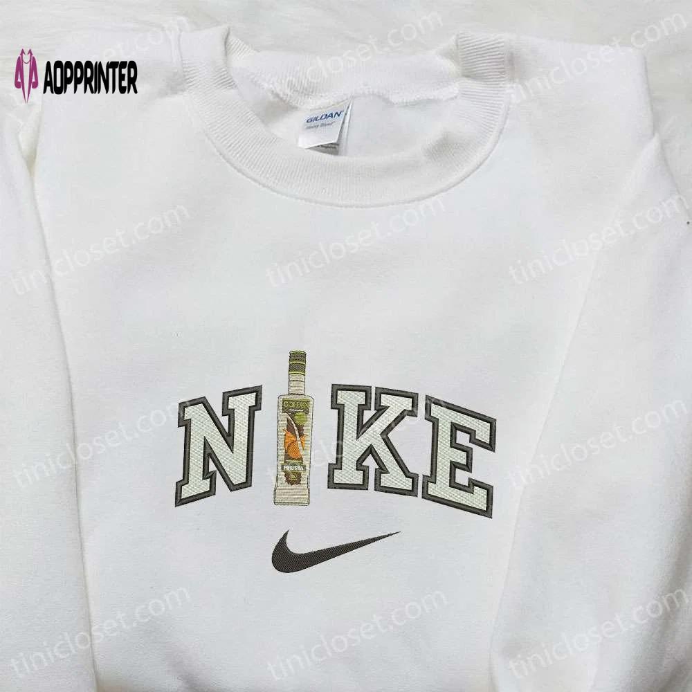 Golden wine bottle x nike embroidered shirt & hoodie: best gift ideas for dad – favorite foods & drinks Embroidered Shirt