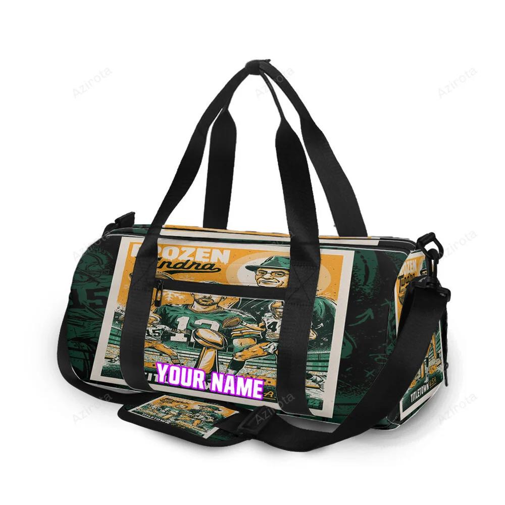 Green bay packers vintage poster personalized name travel bag gym bag 329 Travel Bag