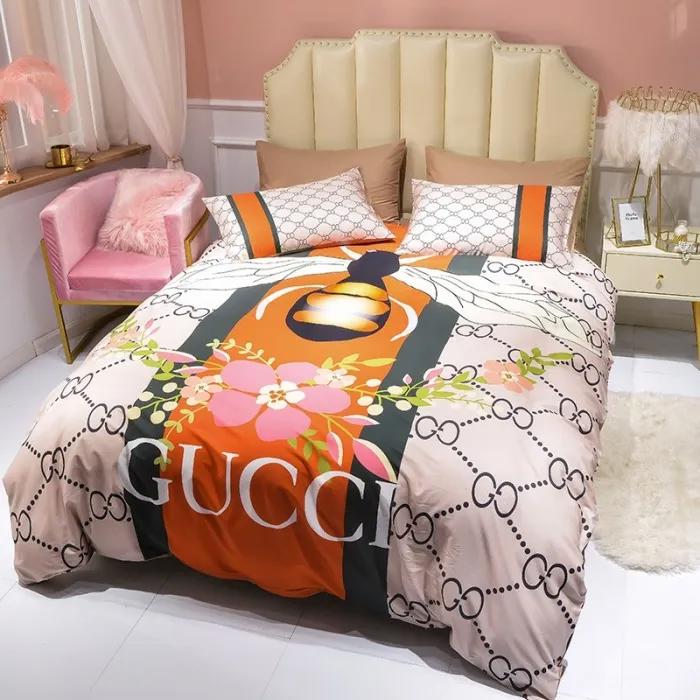 Gucci bee flower bedding sets quilt sets duvet cover luxury brand bedding decor Bedding Sets
