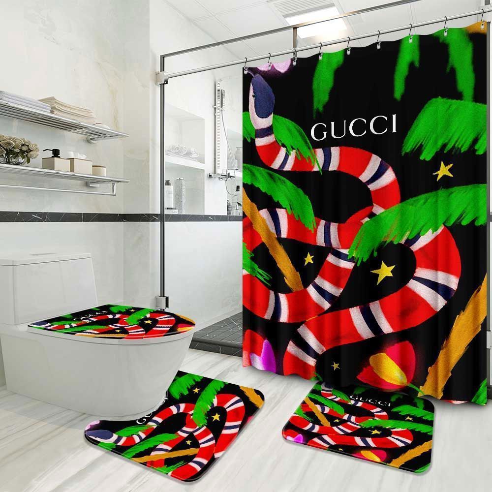 Gucci big snake bathroom set bath mat luxury fashion brand hypebeast home decor Bathroom Set