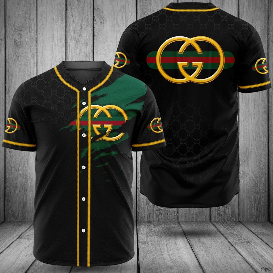 Gucci black baseball jersey shirt luxury clothing clothes sport outfit for men women hot 2023 Baseball Jersey Shirt