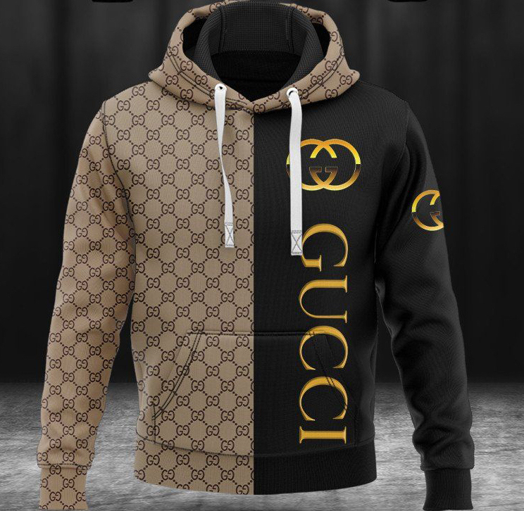Gucci black beige pattern fashion luxury brand hoodie for men women Hoodie 3D