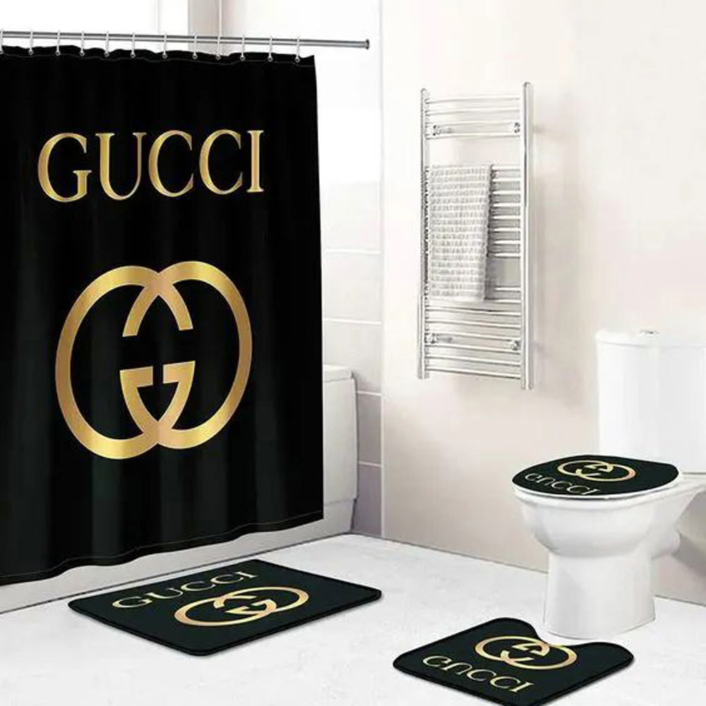 Gucci black home decor luxury fashion brand hypebeast bath mat bathroom sets Bathroom Set