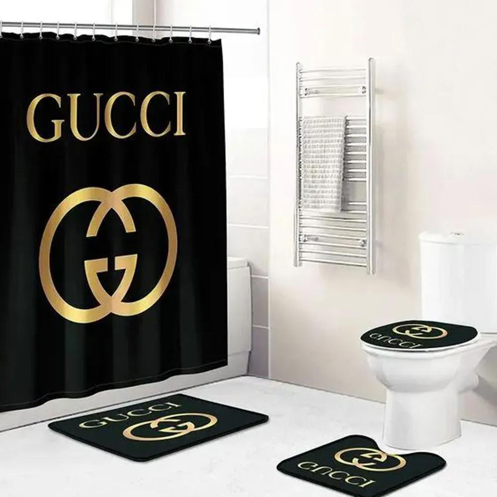 Gucci black hypebeast bath mat home decor bathroom sets luxury fashion brand Bathroom Set