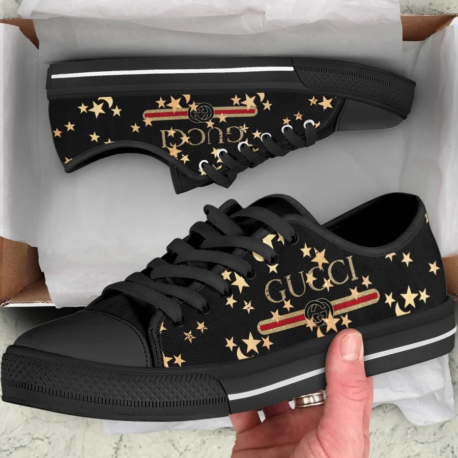 Gucci black star low top canvas shoes sneakers hot best for men women 94 lwcs Low Top Canvas Shoes