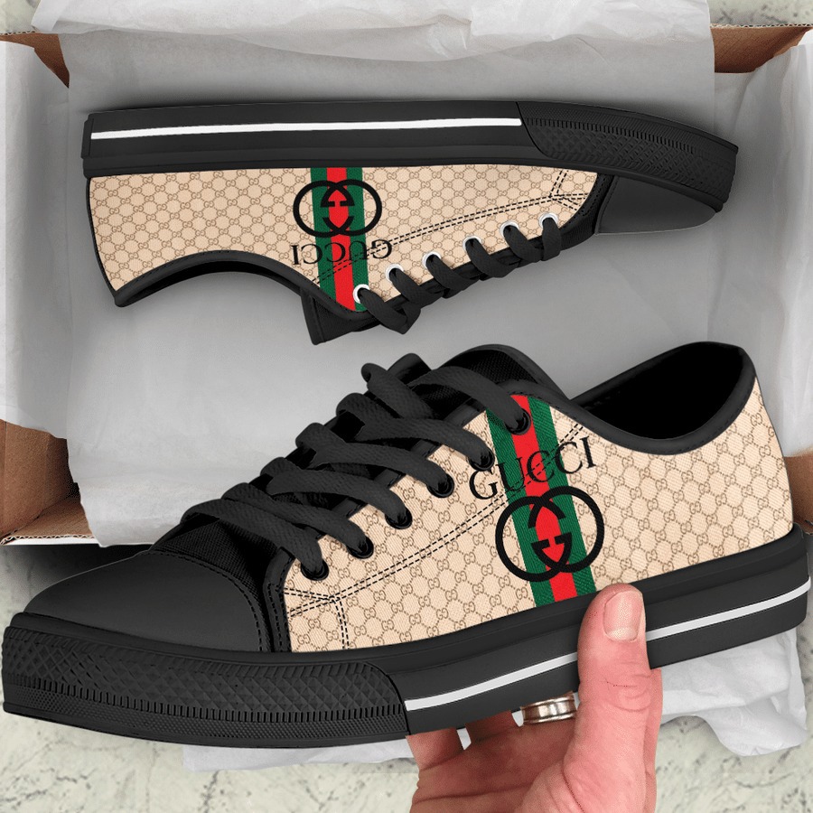 Gucci black stripe low top canvas shoes sneakers hot best for men women 87 lwcs Low Top Canvas Shoes