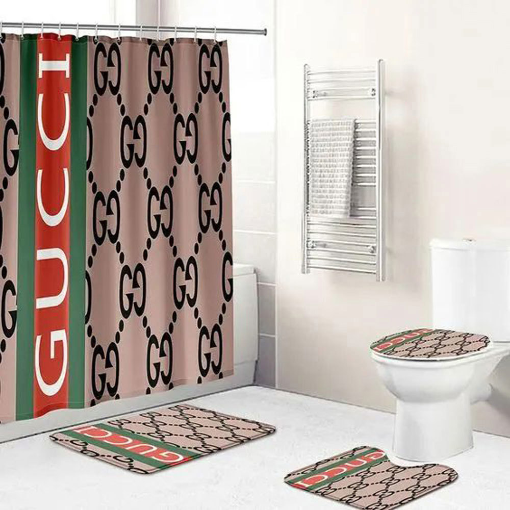 Gucci brown hypebeast bathroom sets home decor luxury fashion brand bath mat Bathroom Set