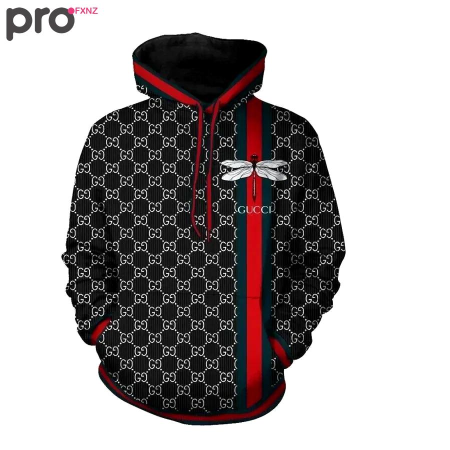 Gucci dragonfly black unisex hoodie gucci logo hoodie for men women Hoodie 3D