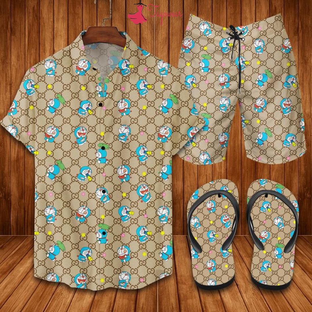 Gucci flip flops and combo hawaiian shirt, beach shorts luxury summer clothes style #305 Hawaii Shirt Shorts & Flip Flops