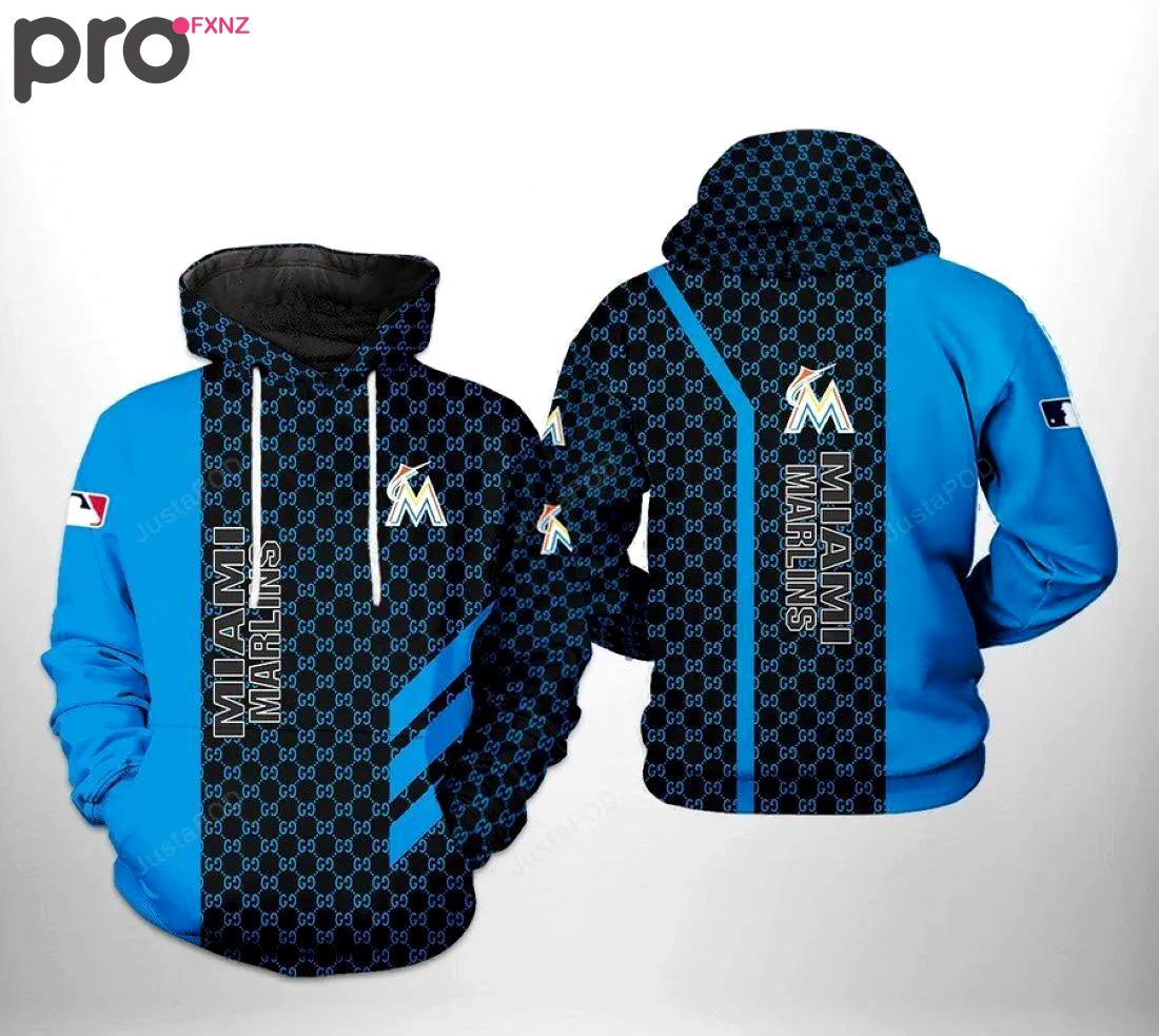 Gucci mlb miami marlins unisex hoodie for men women luxury brand clothing clothes outfit Hoodie 3D