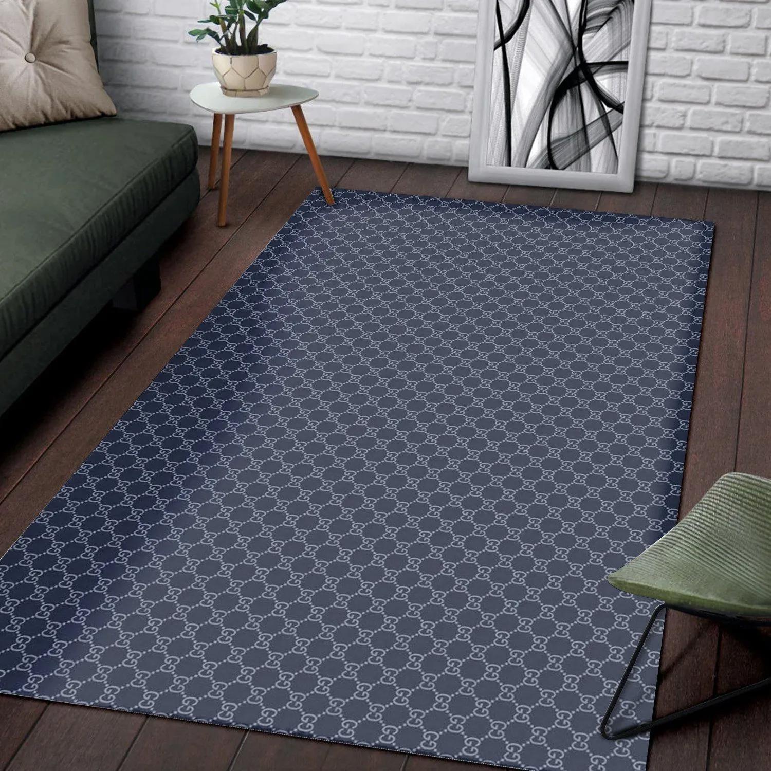Gucci navy logo type 960. Upgrade Your Living Room with Luxury Home Decor: Area Carpets, Floor Decor, Door Mats, and Hot Gift Items with style a High-End Fashion Brand Rectangle Rug