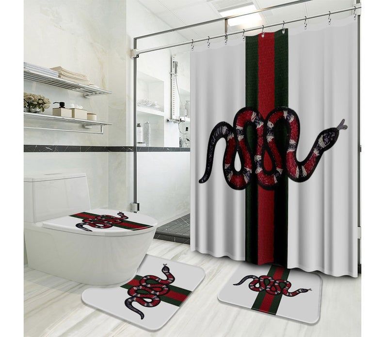 Gucci snake luxury fashion brand hypebeast home decor bathroom sets bath mat Bathroom Set