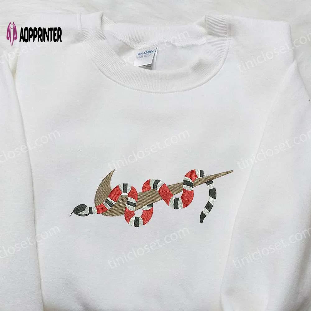Gucci snake x nike swoosh: embroidered sweatshirt & shirt collection – nike inspired & brand embroidery Embroidered Shirt