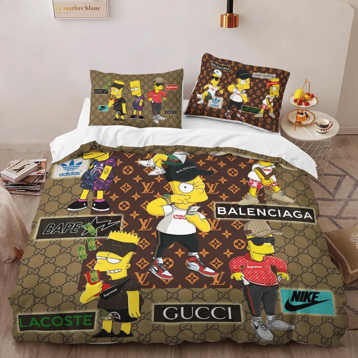 Gucci the simpsons limited edition luxury brand high-end bedding sets, bedroom decor , thanksgiving decorations for home best luxury bed sets gift thankgivings and christmas Bedding Sets