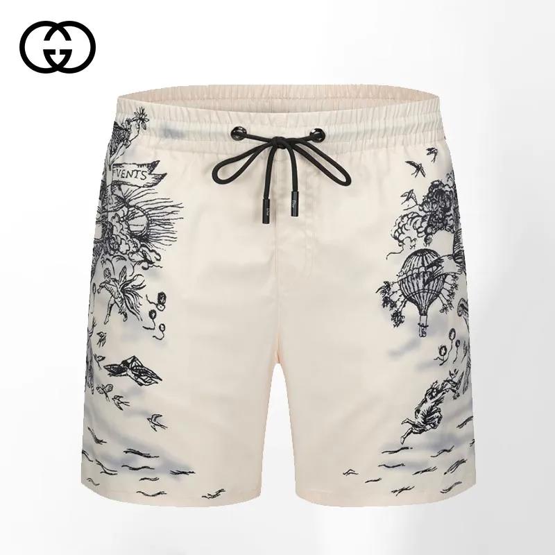 Gucci white beautiful luxury brand all over print shorts pants for men luxury summer outfit trending 2023 21 Shorts For Ment