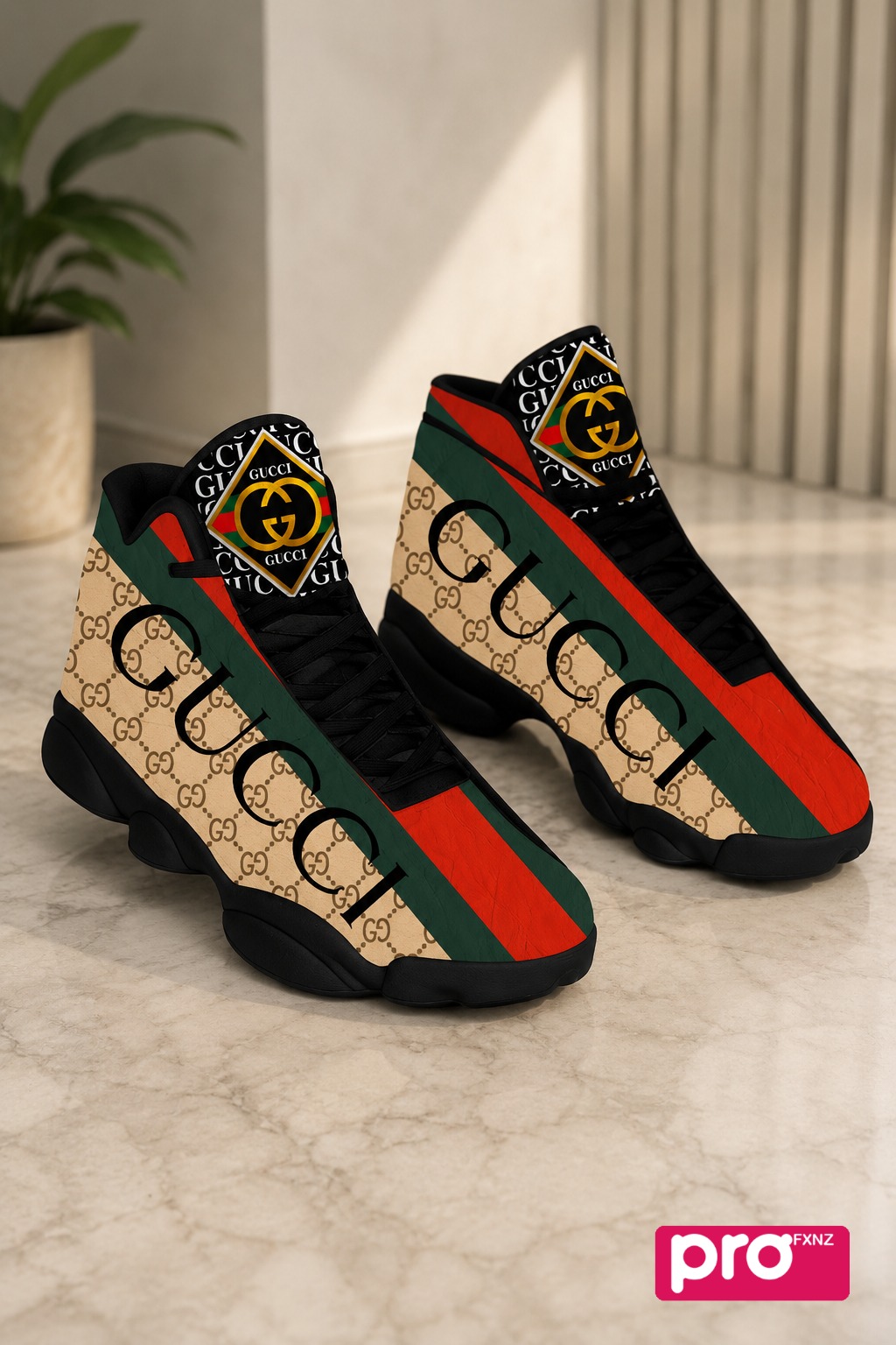 Guccis v2 Air Jordan 13 Sneakers - Custom Print Shoes for Men and Women