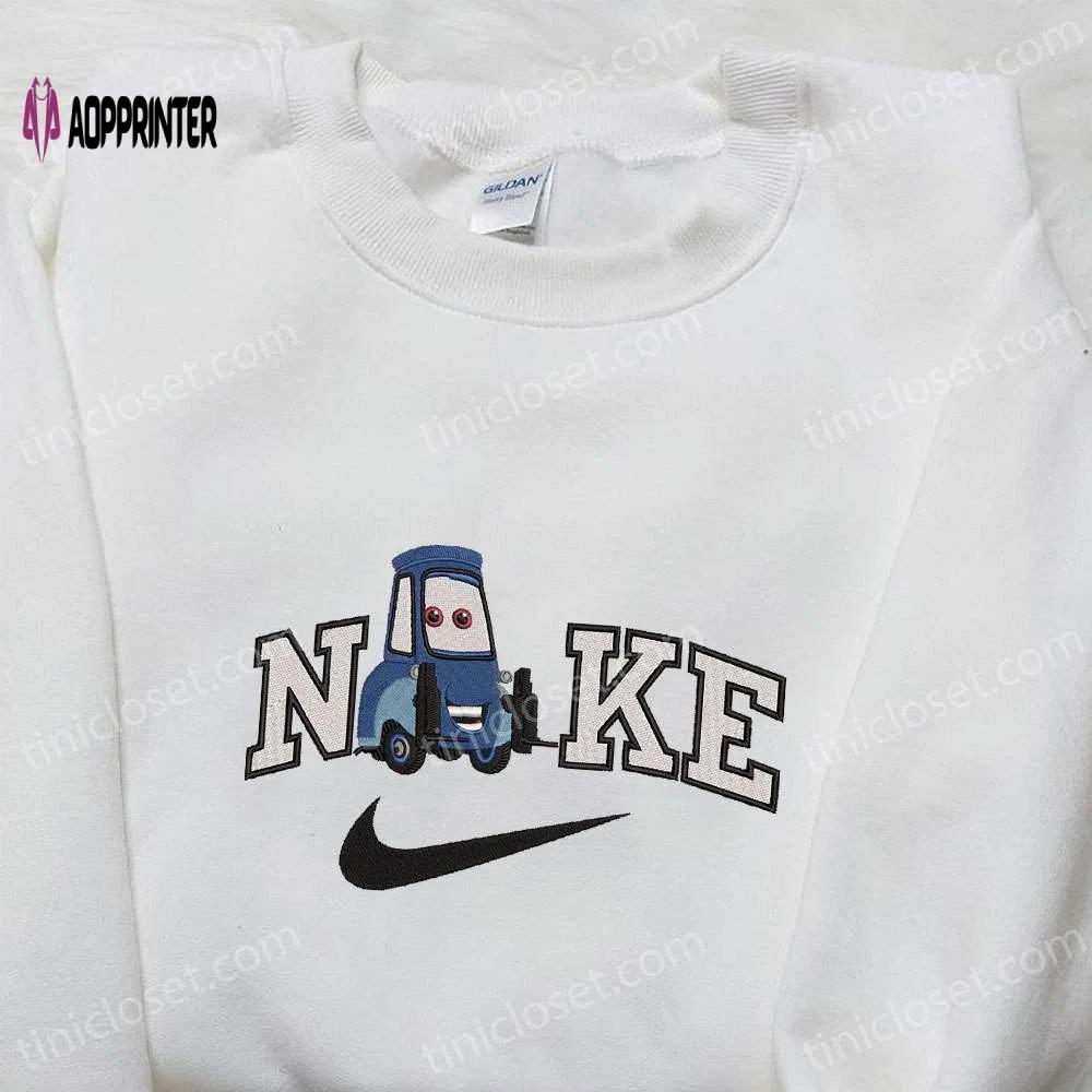 Guido x nike cartoon embroidered sweatshirt pixar cars & nike inspired shirt Embroidered Shirt