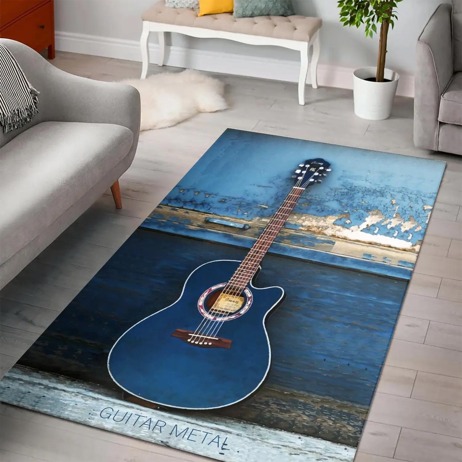 Guitar music rug living room rug home decor room area floor home decor Rectangle Rug