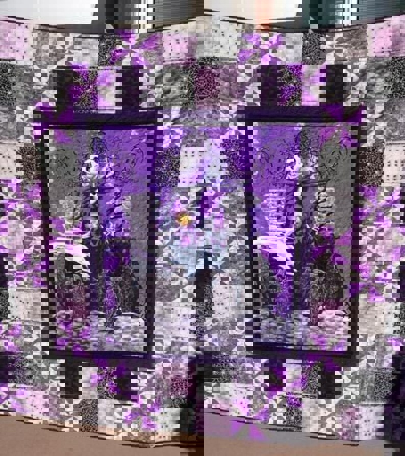 Halloween decorations skull thorw blanket - smilling skull girl quilt blanket - halloween gift for women Quilt Blanket