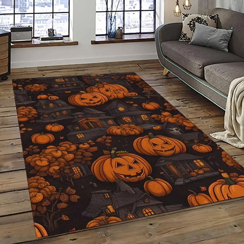 Halloween style pumpkin autumn retangle carpet area rug home decor halloween gift hal14 Rectangle Rug