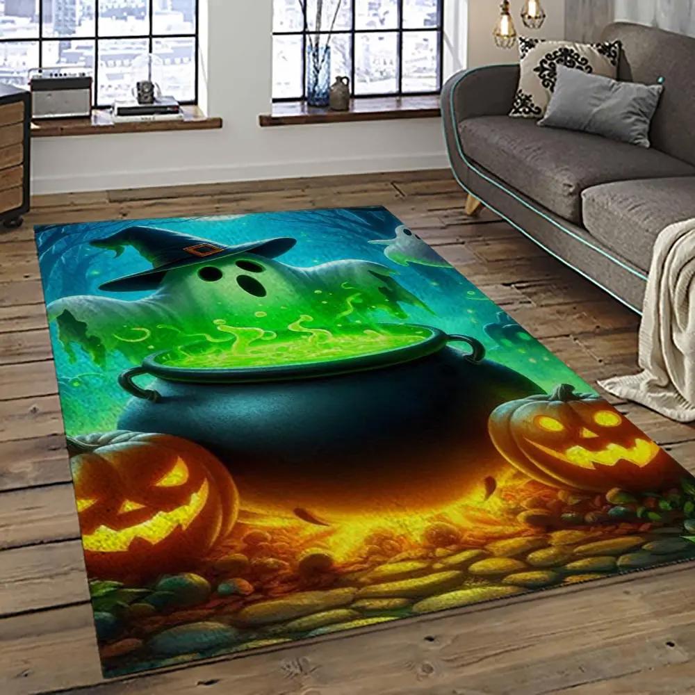 Halloween style pumpkin autumn retangle carpet area rug home decor halloween gift hal52 Rectangle Rug
