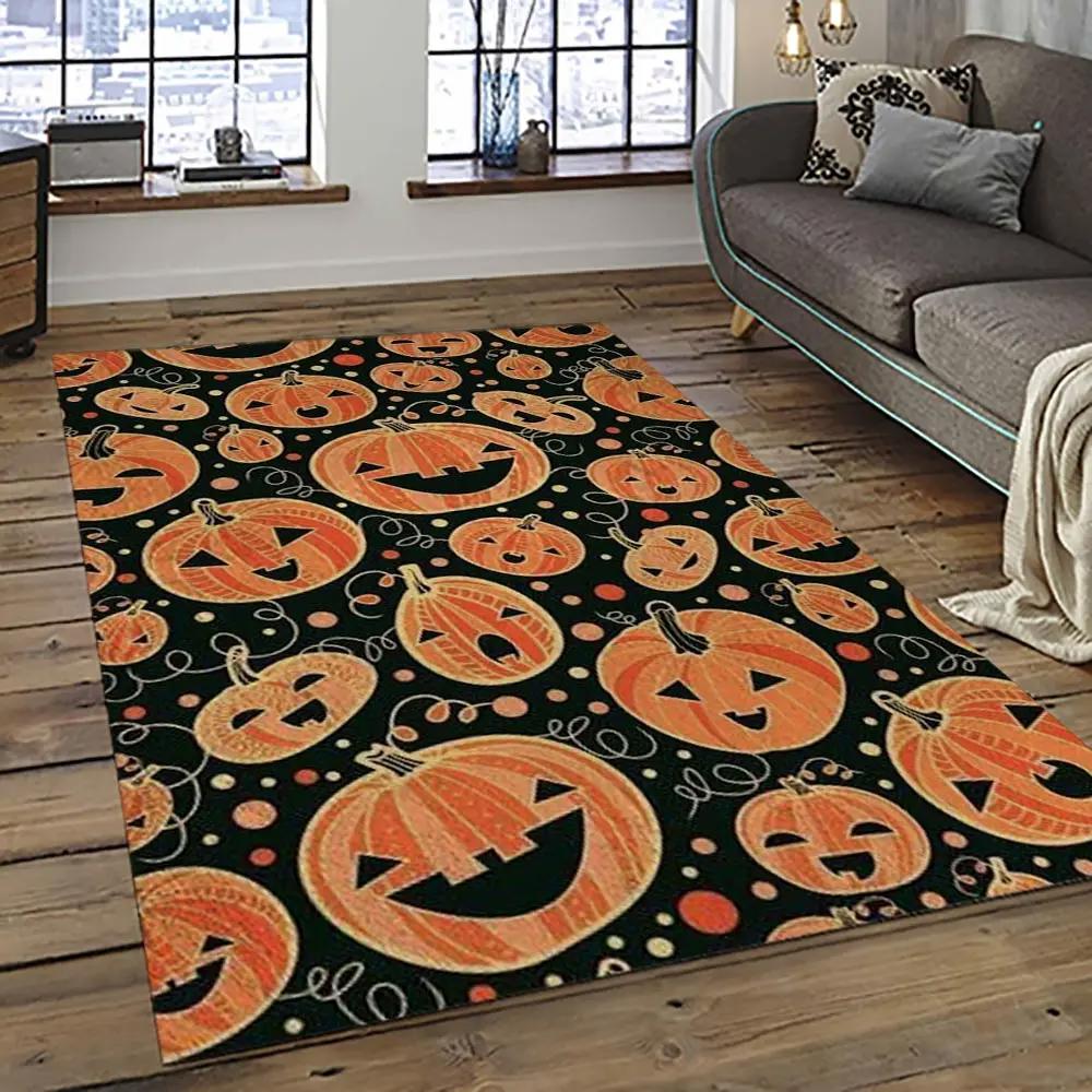 Halloween style pumpkin autumn retangle carpet area rug home decor halloween gift hal75 Rectangle Rug