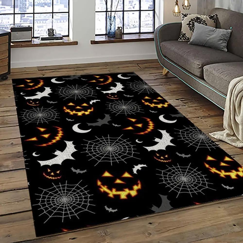 Halloween style pumpkin autumn retangle carpet area rug home decor halloween gift hal9 Rectangle Rug