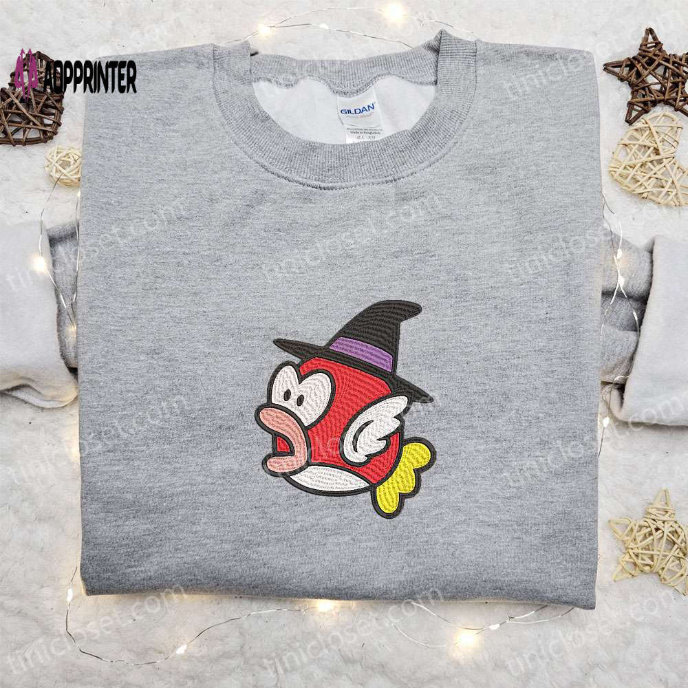 Halloween super mario witch cheep cheep shirt: funny sweatshirt & cute hoodie Embroidered Shirt