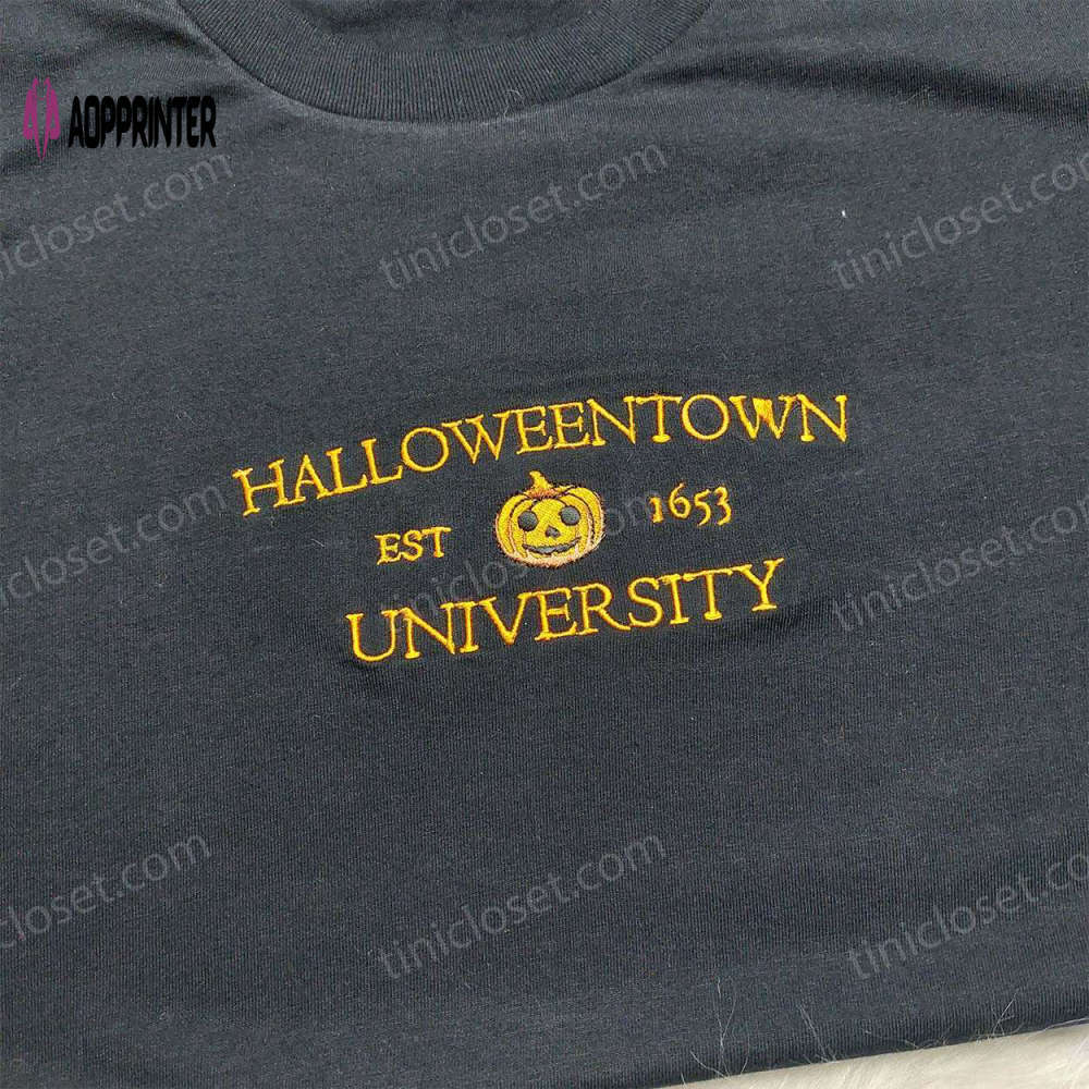 Halloweentown university est 1653 embroidered shirt – vintage halloween sweatshirts & gifts Embroidered Shirt