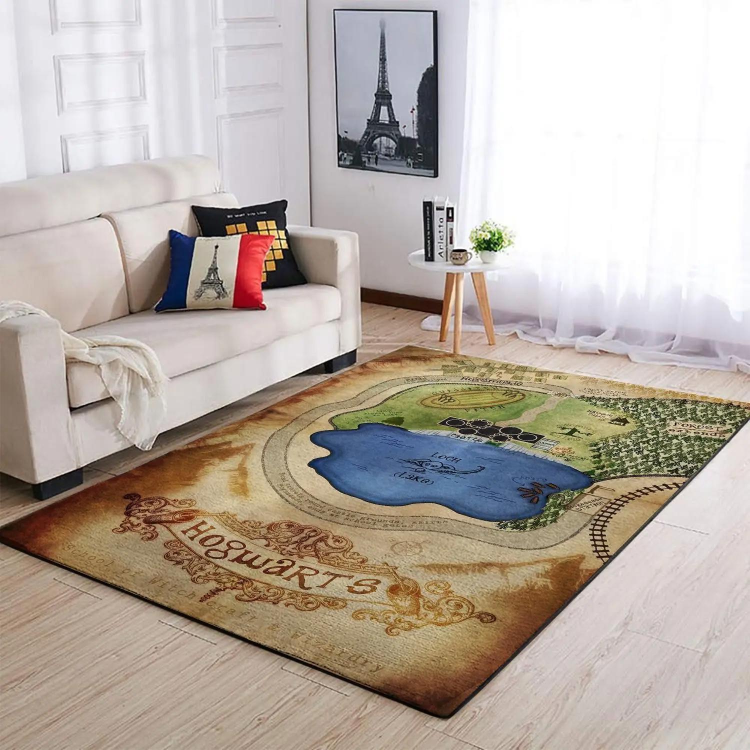 Harry potter hogwart map area rug living room rug home decor geeky carpet floor decor Rectangle Rug