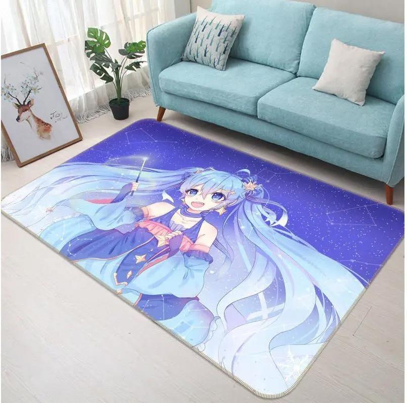 Hatsune miku anime 3 area rug living room and bed room rug rug regtangle carpet floor decor home decor Rectangle Rug