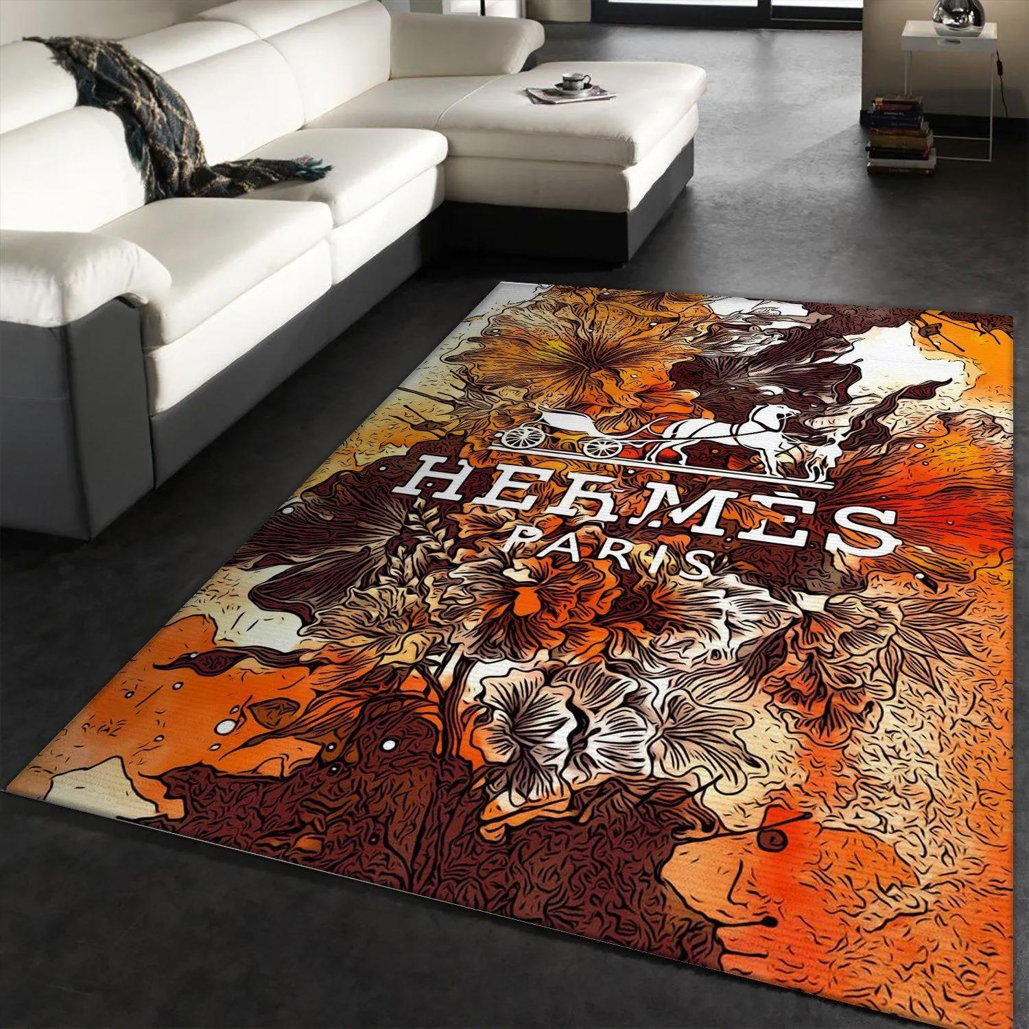 Hermes logo type 175. Upgrade Your Living Room with Luxury Home Decor: Area Carpets, Floor Decor, Door Mats, and Hot Gift Items with style a High-End Fashion Brand Rectangle Rug