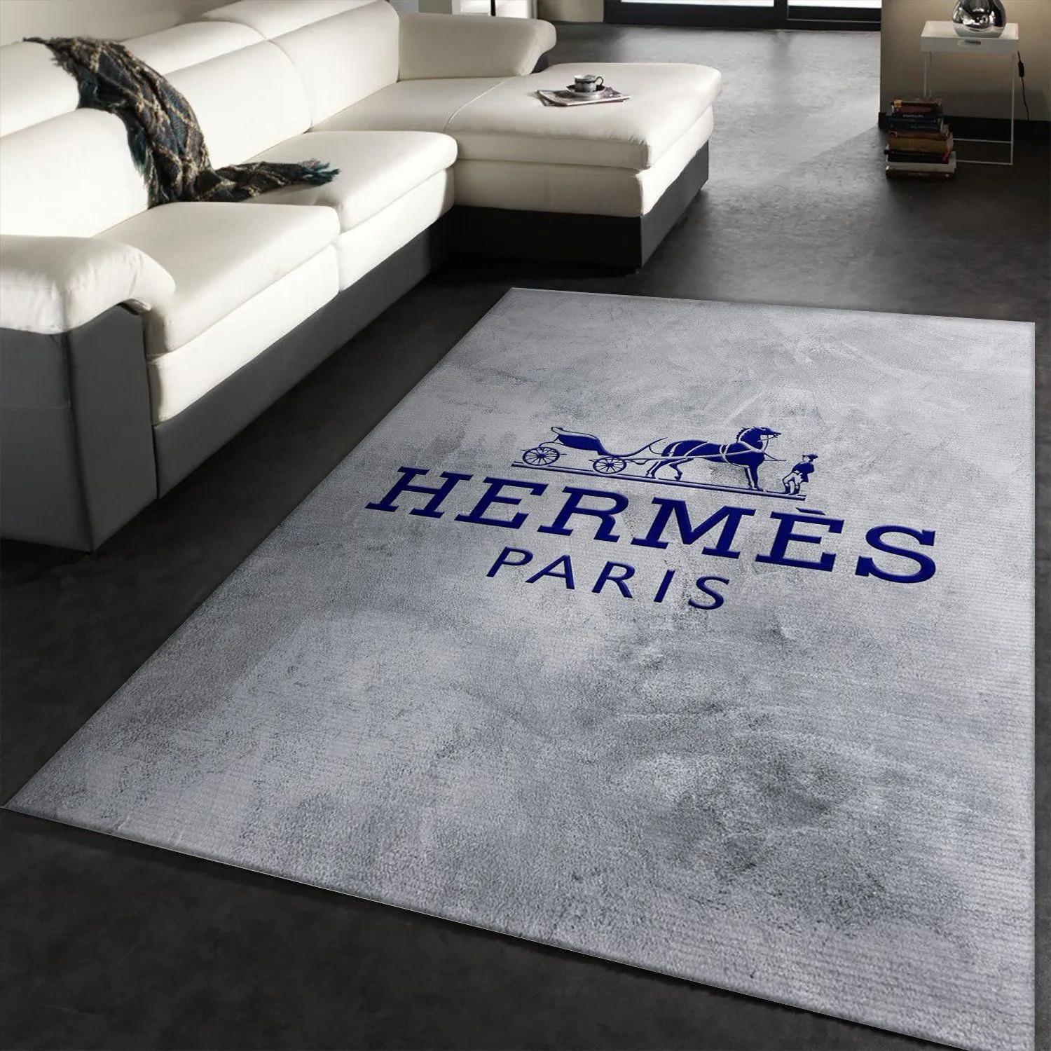 Hermes paris logo type 767. Upgrade Your Living Room with Luxury Home Decor: Area Carpets, Floor Decor, Door Mats, and Hot Gift Items with style a High-End Fashion Brand Rectangle Rug