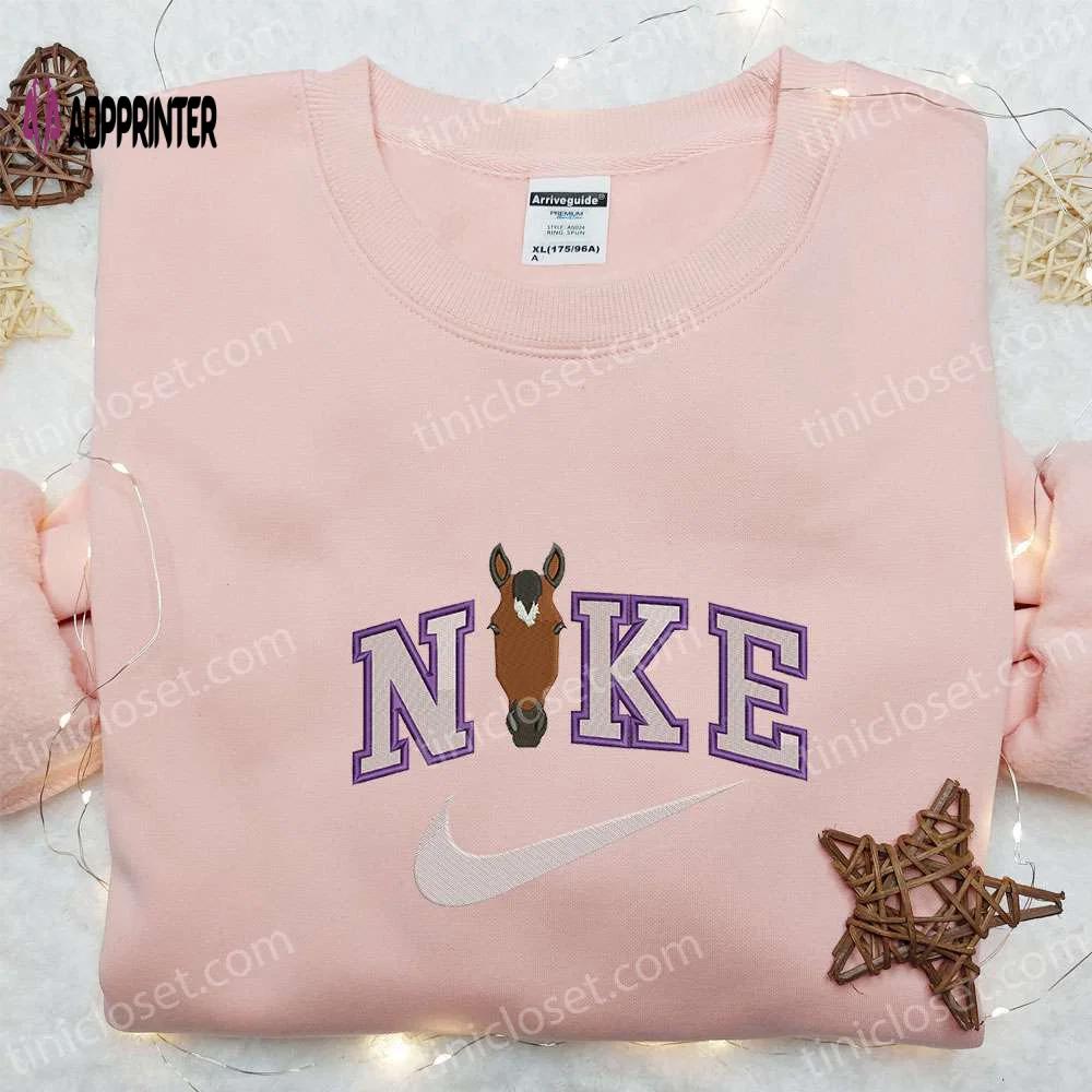 Horse face x nike: embroidered sweatshirt & shirt – animal inspired t-shirt Embroidered Shirt