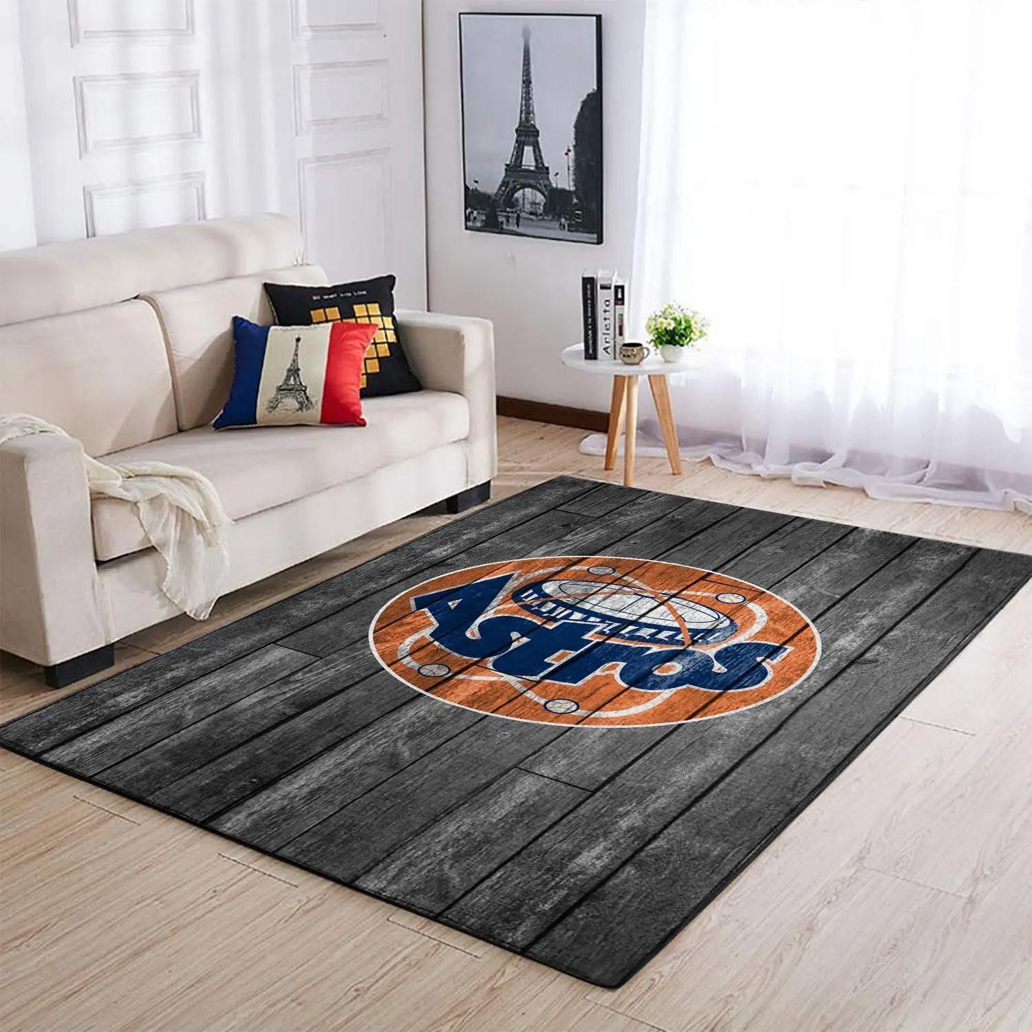 Houston astros wooden area rug mlb baseball team logo carpet living room rugs 5 Rectangle Rug