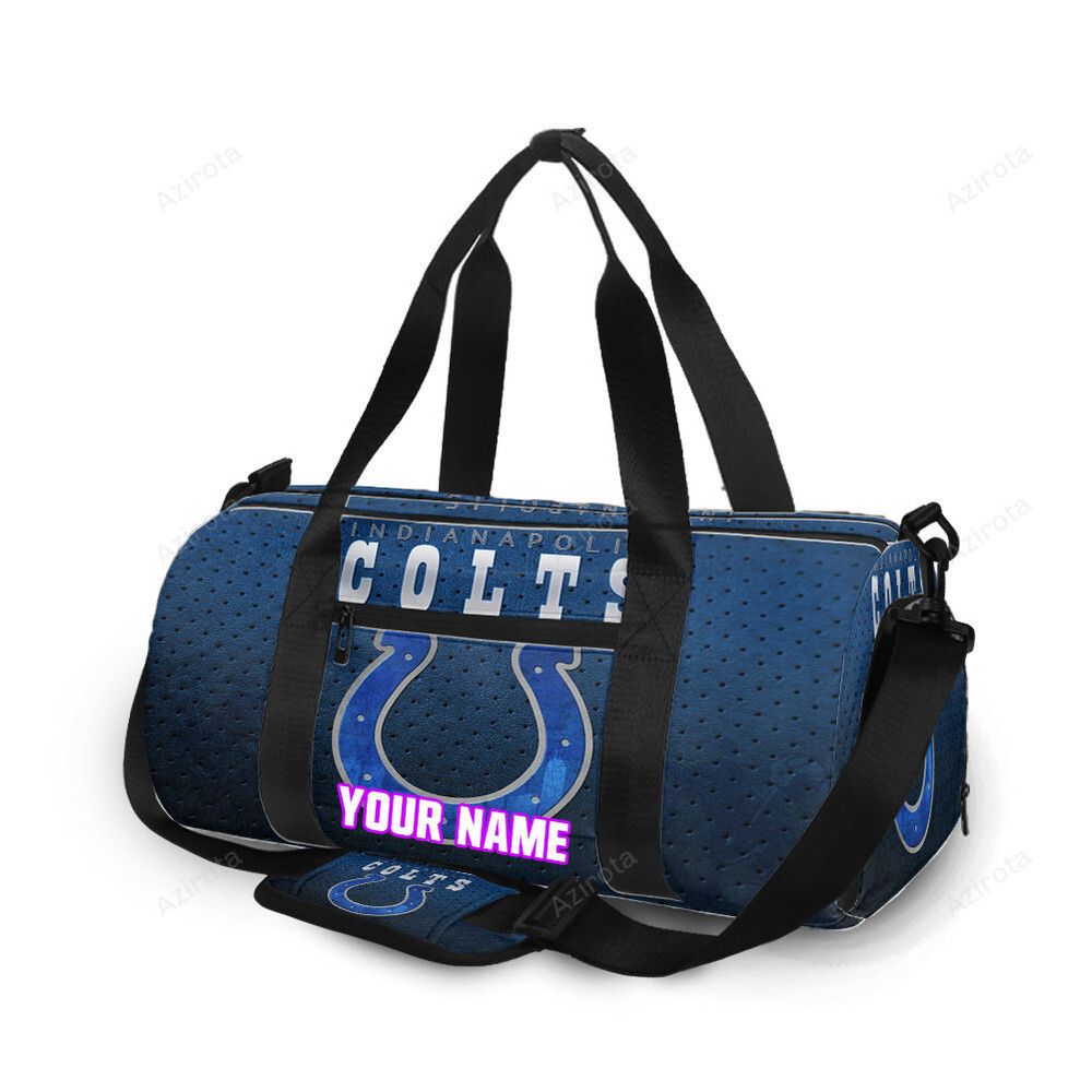 Indianapolis colts horseshoe polka dot navy personalized name travel bag gym bag 581 Travel Bag