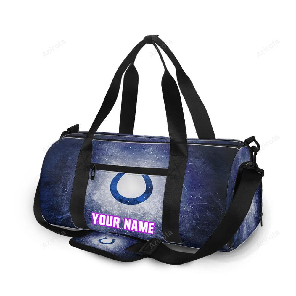 Indianapolis colts horseshoe white navy color splash personalized name travel bag gym bag 753 Travel Bag