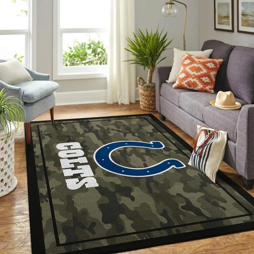 Indianapolis colts nfl area rugs camo style living room rug regtangle carpet Rectangle Rug