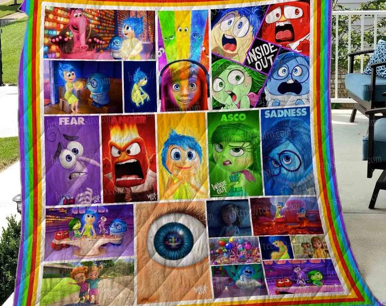 Inside out fleece blanket, inside out blanket, inside out characters blanket, birthday gifts for kids, christmas gifts Quilt Blanket