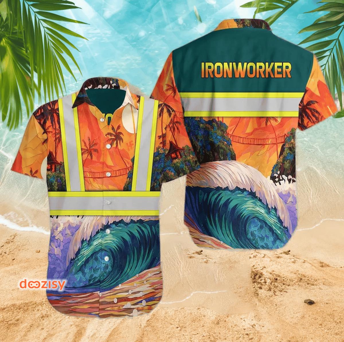 Ironworker hawaiian shirt Hawaii Shirt Shorts & Flip Flops
