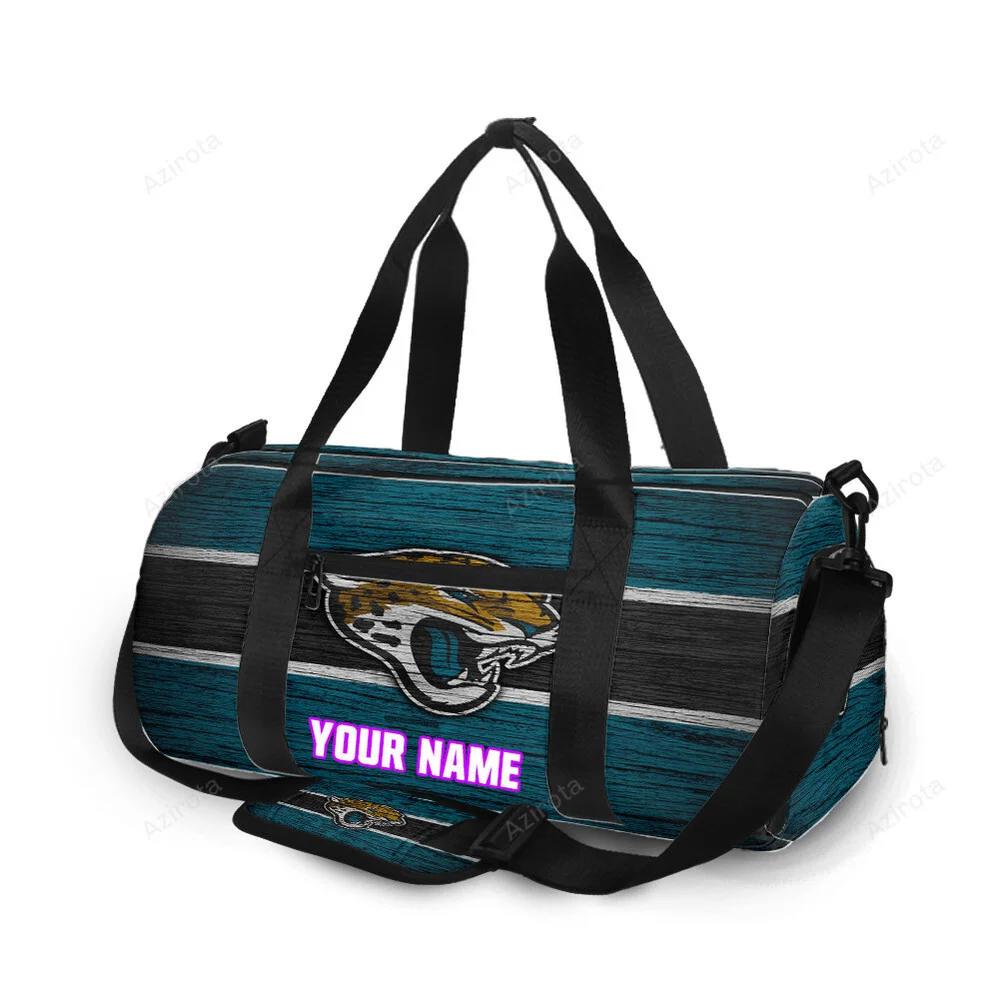 Jacksonville jaguars emblem wooden texture personalized name travel bag gym bag 1115 Travel Bag