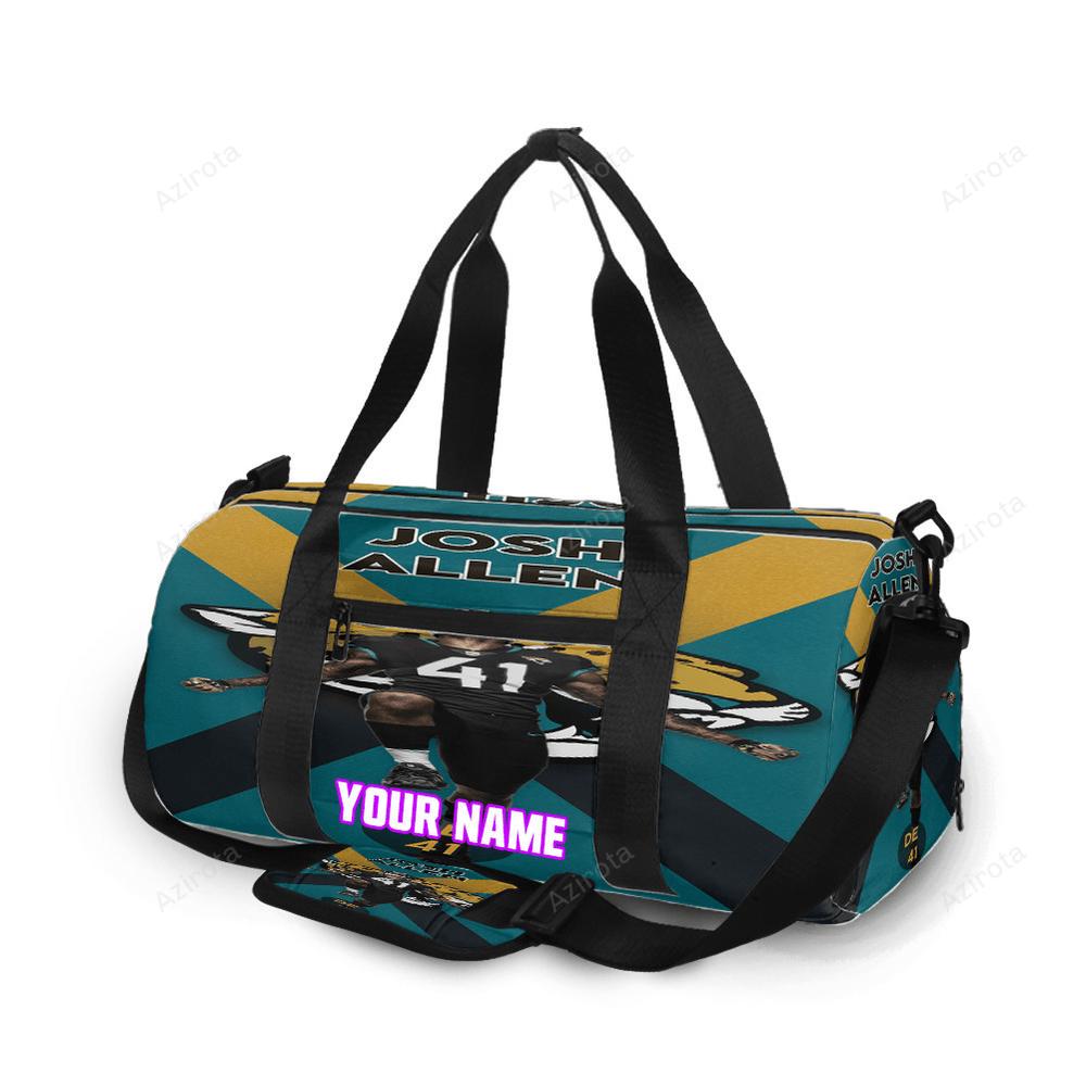 Jacksonville jaguars josh allen 41 personalized name travel bag gym bag 859 Travel Bag