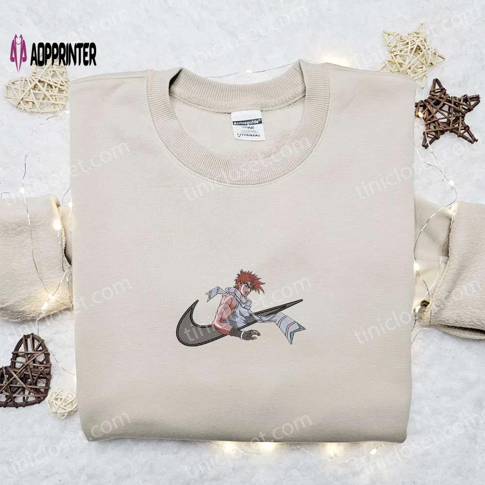Joseph joestar x nike swoosh shirt jojo’s bizarre adventure anime hoodie – best gift idea Embroidered Shirt