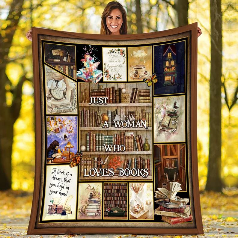 Just a woman who love book fleece blanket quilt book lovers fleece blanket quilt Quilt Blanket