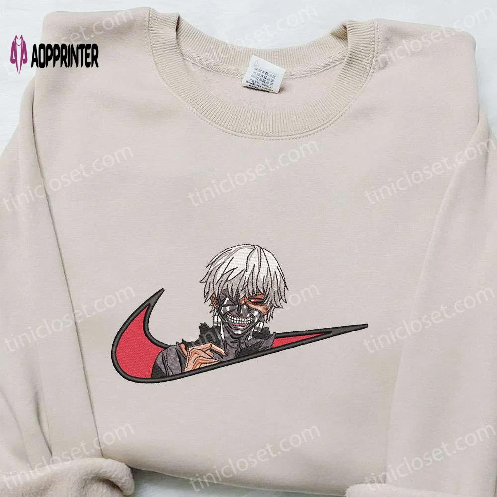 Ken kaneki x nike swoosh anime embroidered sweatshirt tokyo ghoul shirt – nike inspired Embroidered Shirt